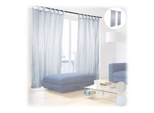 4052025340421 - Relaxdays - 4 x Vorhänge mit Schlaufen Voile halbtransparente Gardinen einfarbig Faltengardinen Polyester hb 245x140 cm silber