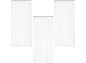 4052025341053 - 3 x Fadenvorhang weiß kürzbar mit Tunneldurchzug für Türen & Fenster waschbar Fadengardine 90x245 cm white