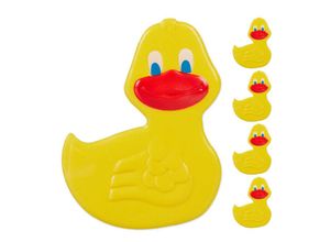 4052025341817 - Badewannen Sticker Kinder 5er Set Tier-Design Ente mit Saugnäpfen Wanne & Dusche Anti Rutsch Pads gelb - Relaxdays