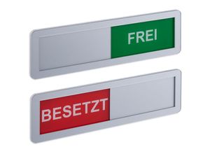 4052025342791 - Türschild Besetzt Frei 2er Set Toilettenschild mit Klebestreifen Magneten und Schieber Acryl silber - Relaxdays