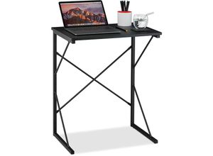 4052025343088 - Relaxdays - Schreibtisch klein HxBxT 75 x 60 x 40 cm kompakter Computertisch Laptop Arbeitstisch mdf & Metall schwarz