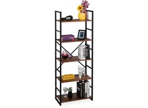 4052025343668 - Bücherregal mit 5 Ebenen Industrial HxBxT 1585 x 60 x 30 cm mdf & Metall Büro Ordnerregal braun schwarz - Relaxdays 4052025343668 - Bücherregal mit 5 Ebenen Industrial HxBxT 1585 x 60 x 30 cm mdf & Metall Büro Ordnerregal braun schwarz - Relaxdays
