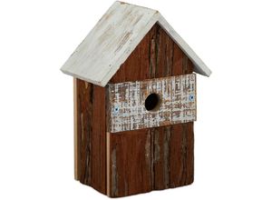 4052025344337 - Deko Vogelhaus aus Holz Vogelhäuschen zum Aufhängen Deko-Vogelvilla Garten hbt 255x18x12 cm natur weiß - Relaxdays