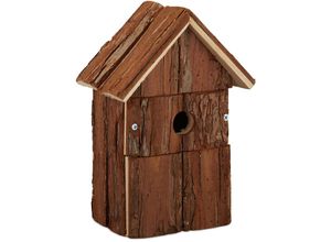 4052025344344 - Relaxdays - Deko Vogelhaus aus Holz Vogelhäuschen zum Aufhängen Deko-Vogelvilla Garten hbt 255 x 18 x 125 cm natur