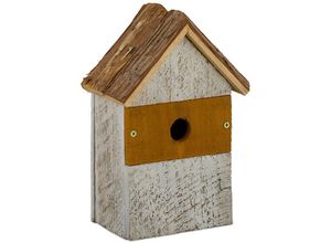 4052025344351 - Deko Vogelhaus aus Holz Vogelhäuschen zum Aufhängen Deko-Vogelvilla Garten hbt 265x18x12 cm natur weiß - Relaxdays