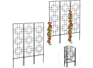 4052025347284 - Relaxdays - 6 x Rankgitter Metall zum Stecken Rankhilfe für Kletterpflanzen Kletterhilfe 122 x 305 cm Spalier Garten schwarz
