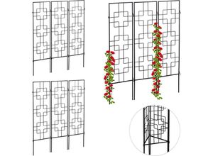 4052025347291 - Relaxdays - 9 x Rankgitter Metall zum Stecken Rankhilfe für Kletterpflanzen Kletterhilfe 122 x 305 cm Spalier Garten schwarz