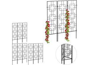 4052025347307 - Relaxdays - 12 x Rankgitter Metall zum Stecken Rankhilfe für Kletterpflanzen Kletterhilfe 122 x 305 cm Spalier Garten schwarz