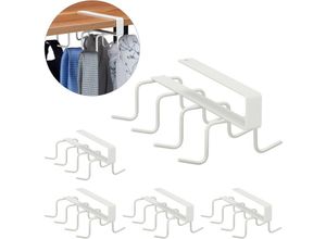 4052025347574 - Relaxdays - 5 x Haken Schrankeinsatz 8 Haken Metall ohne Bohren Hakenleiste Kleiderschrank Regal hbt 65x10x18 cm weiß