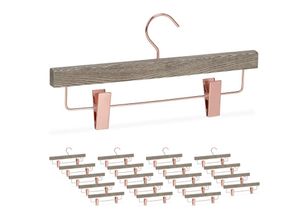 4052025347987 - 20 x Hosenbügel edle Clip Kleiderbügel für Röcke Hosen Klemmbügel mit Klammern Bügel gemasert grau-rosegold