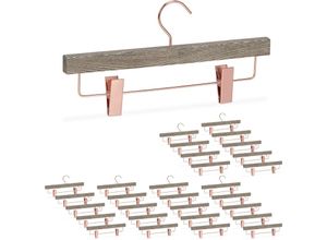 4052025347994 - Relaxdays - 30 x Hosenbügel edle Clip Kleiderbügel für Röcke Hosen Klemmbügel mit Klammern Bügel gemasert grau-rosegold