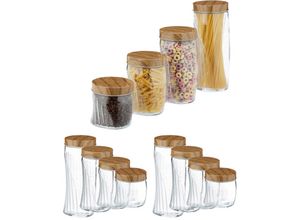 4052025348564 - Relaxdays - 12 x Vorratsglas 600 1000 1500 2000 ml Schraubglas für Müsli Pasta Reis mit Schraubdeckel Metall transparent