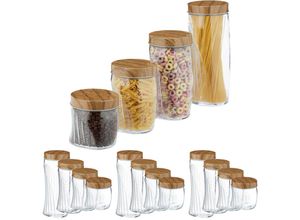 4052025348571 - Relaxdays - 16 x Vorratsglas 600 1000 1500 2000 ml Schraubglas für Müsli Pasta Reis mit Schraubdeckel Metall transparent