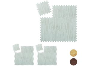 4052025348830 - Relaxdays - 27 x Bodenschutzmatte Puzzlematten für Sport und Fitnessgeräteca 255 m² eva Schaumstoff BPA-frei Holzoptik weiß