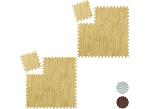 4052025348878 - 18 x Bodenschutzmatte Puzzlematten für Sport und Fitnessgeräteca 085 m² EVA Schaumstoff BPA-frei Holzoptik natur