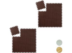 4052025348922 - Relaxdays - 18 x Bodenschutzmatte Puzzlematten für Sport und Fitnessgeräteca 17 m² eva Schaumstoff BPA-frei Holzoptik braun