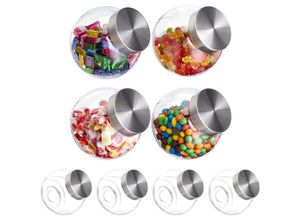 4052025350628 - 8 x Bonbonglas 15 l Vorratsgläser für Süßigkeiten Lebensmittel Candy Bar Bonboniere Edelstahl-Deckel klar