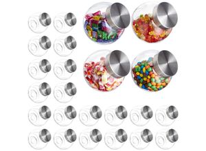 4052025350642 - Relaxdays - 24 x Bonbonglas 15 l Vorratsgläser für Süßigkeiten Lebensmittel Candy Bar Bonboniere Edelstahl-Deckel klar