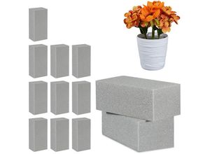 4052025351465 - Relaxdays - 12 x Steckschaum für Trockenblumen Steckziegel Trockensteckschaum Blumengestecke HxBxT 75 x 20 x 10 cm grau