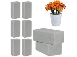 4052025351489 - Relaxdays - 8 x Steckschaum für Trockenblumen Steckziegel Trockensteckschaum Blumengestecke HxBxT 8 x 225 x 105 cm grau