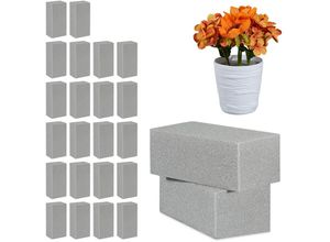 4052025351502 - Relaxdays - 24 x Steckschaum für Trockenblumen Steckziegel Trockensteckschaum Blumengestecke HxBxT 8 x 225 x 105 cm grau