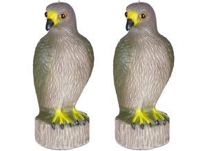 4052025351571 - Relaxdays - 2 x Vogelschreck Adler sitzend Stellen & Hängen Dekofigur Taubenschreck für Garten Balkon Terrasse braun