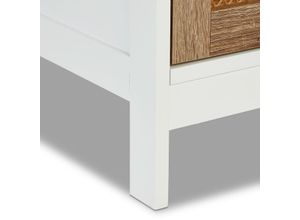 4052025353414 - Badezimmerschrank 3 Fächer stehend hbt 965 x 30 x 30 cm schmaler Badschrank mit Rattan-Tür weiß natur - Relaxdays