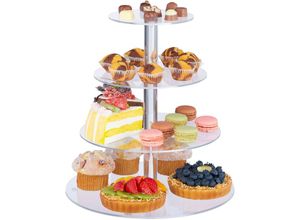 4052025354022 - Relaxdays Etagere 4 Etagen rund Cupcakes Kuchen Snacks Obst Frühstück aus Acryl Muffin Aufsteller transparent