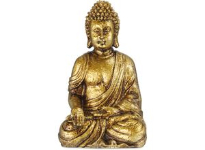 4052025356071 - Relaxdays - Buddha Figur Garten wetterfest & frostsicher Gartenbuddha sitzend Gartenfigur hbt 30 x 185 x 125 cm gold