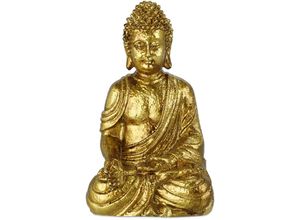 4052025356088 - Buddha Figur Garten wetterfest & frostsicher Gartenbuddha sitzend Gartenfigur hbt 40 x 235 x 165 cm gold - Relaxdays