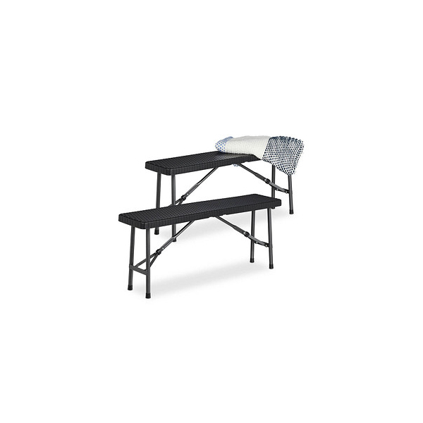 4052025357467 - Bierbank 2er Set faltbare Partybank für Terrasse & Garten Kunststoff Campingbank hbt 42x100x25 cm schwarz - Relaxdays