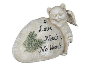 4052025360573 - Relaxdays - Grabschmuck für Katze Gartendeko Figur Andenken Tier Grabstein mit Spruch Katzenengel wetterfest creme