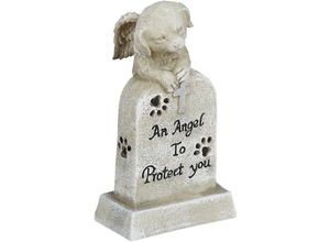 4052025360580 - Relaxdays - Grabschmuck Hund wetterfest Tier Gedenkstein mit Kreuz Hundeengel Spruch An Angel To Protect You creme