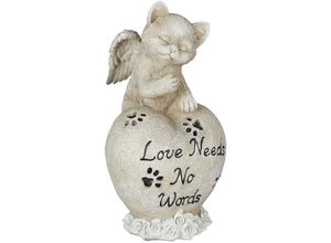 4052025360597 - Relaxdays - Grabschmuck für Katze Andenken Tier Grabstein Herz u Katzenengel Katzengedenkstein wetterfest creme