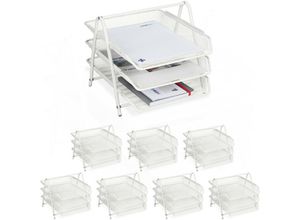 4052025362409 - 8 x Dokumentenablage Metall 3 Fächer Gitter Design Büro für A4 Briefablage HBT 265 x 295 x 355 cm weiß