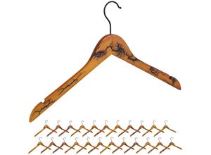 4052025362560 - Relaxdays - 24 x Kleiderbügel mit Kerben Vintage Garderobenbügel 360° drehbarer Haken Holz Bügel 45cm breit Hemdenbügel natur