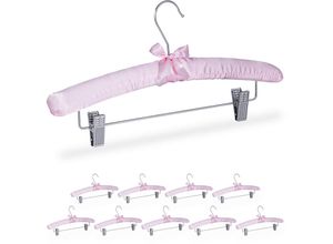 4052025362751 - Relaxdays - 10 x Satin Kleiderbügel gepolstert Vintage verstellbare Clips drehbarer Haken Klammerbügel 38 cm breit rosa