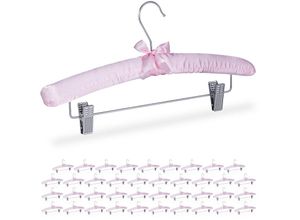 4052025362782 - Relaxdays - 40 x Satin Kleiderbügel gepolstert Vintage verstellbare Clips drehbarer Haken Klammerbügel 38 cm breit rosa