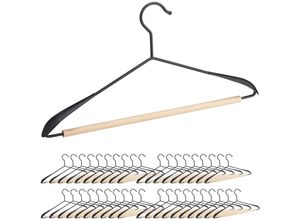 4052025363116 - 40 x Kleiderbügel Anzugbügel mit Hosensteg T-Shirts Jacken & Hosen Holz & Metall 43 cm breit Bügel Set schwarz