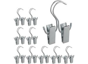 4052025363260 - Relaxdays - 10 x Stiefelklammern im Set doppelte Klemme gummiert Aufbewahrung Stiefel & Mützen Eisen Stiefelbügel silber