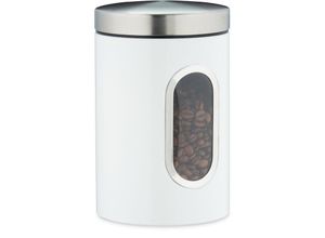 4052025364441 - Relaxdays - 1 x Vorratsdose 14 l mit Deckel und Sichtfenster für Kaffee Mehl Pasta Aufbewahrungsdose Küche Metall weiß