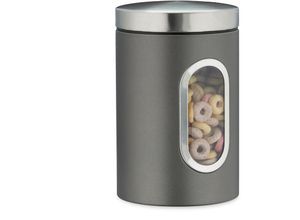 4052025364496 - Relaxdays - 1 x Vorratsdose 14 l mit Deckel und Sichtfenster für Kaffee Mehl Pasta Aufbewahrungsdose Küche Metall grau