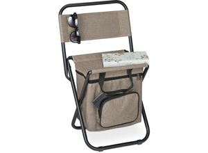 4052025367930 - Relaxdays Campinghocker mit Tasche faltbar mit Lehne Camping Garten tragbarer Klapphocker HBT 60x35x35 cm beige