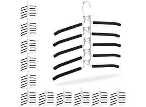 4052025369507 - Relaxdays - 12 x Kleiderbügel mehrfach Raumsparbügel Jackenbügel 5 in 1 platzsparend & rutschfest Mehrfachbügel silber schwarz