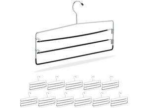 4052025369828 - 12 x Hosenbügel rutschfest platzsparende Mehrfachbügel für Hosen & Röcke Metall 40 cm breit Raumsparbügel silber