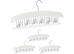 4052025370732 - 4 x Gürtelhalter Kleiderschrank Haken für 12 Gürtel 360° drehbarer Haken Lotusholz 175x43x55 cm weiß silber
