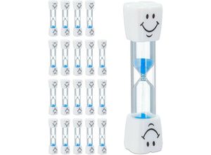 4052025372798 - Relaxdays - 20 x Sanduhr Zähneputzen Zahnputzuhr für Kinder Zahnputz Timer 3 Minuten Kurzzeituhr lautlos Glas Sand weiß-blau