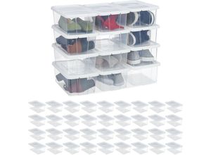 4052025373054 - Relaxdays - 48 x Schuhbox Kunststoff stapelbar durchsichtige Aufbewahrungsboxen mit Deckel HxBxT 125 x20 x 345 cm weiß