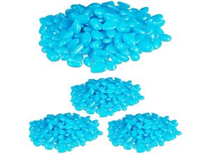 4052025373122 - Relaxdays - 800 x Leuchtsteine fluoreszierend Deko leuchtende Kieselsteine für Garten Aquarium Vasen Leuchtkiesel blau