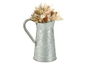 4052025374020 - Vintage Krug verzinktes Metall Blumenvase Trockenblumen Landhaus Deko Garten Balkon Wohnzimmer silber - Relaxdays